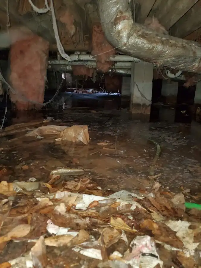 Crawl space flood assessment for Commercial Water Damage Restoration in Pompey