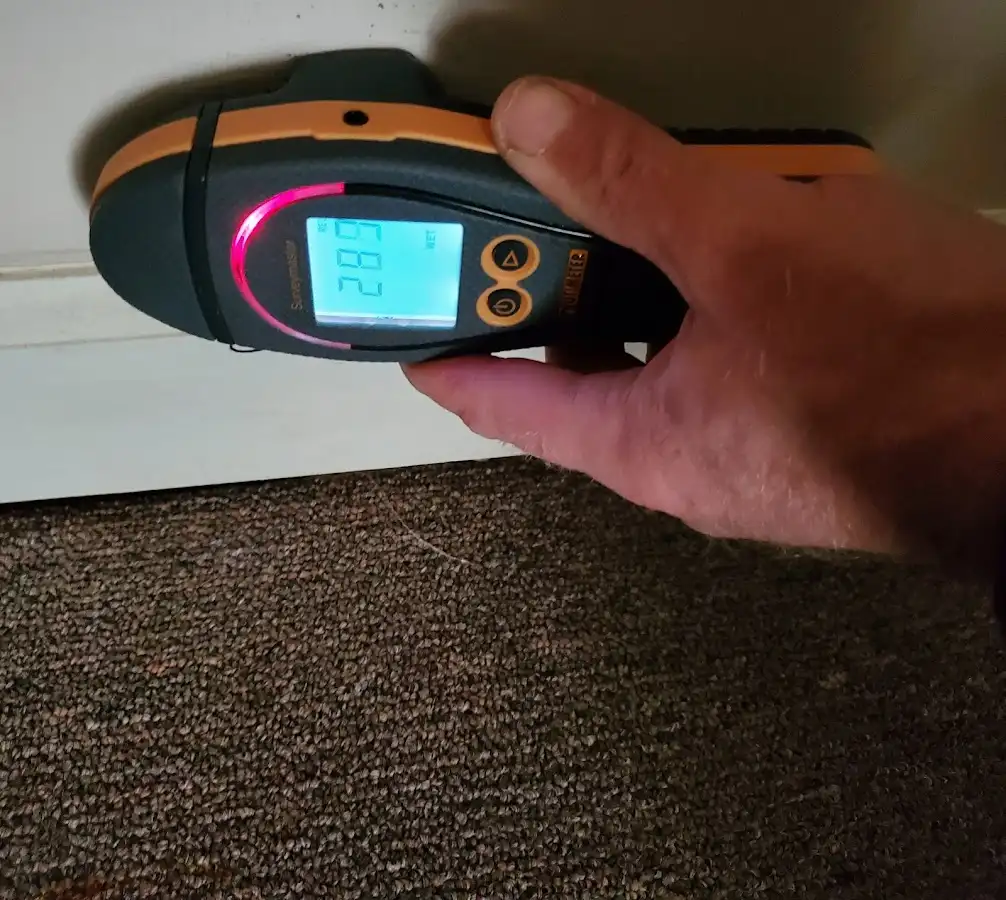 Moisture detection at baseboard during Mold Inspection & Testing in Pompey